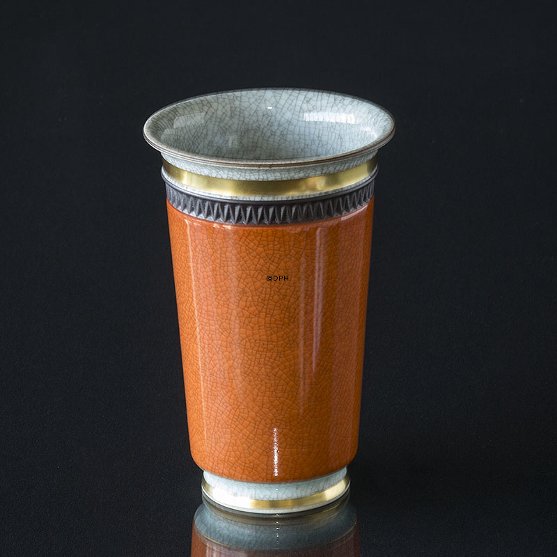 Vase orange, krakeleret, Royal Copenhagen nr. 212-3152