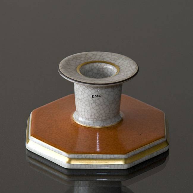 Orange lysestage, krakeleret, kantet, Royal Copenhagen nr. 212-3334