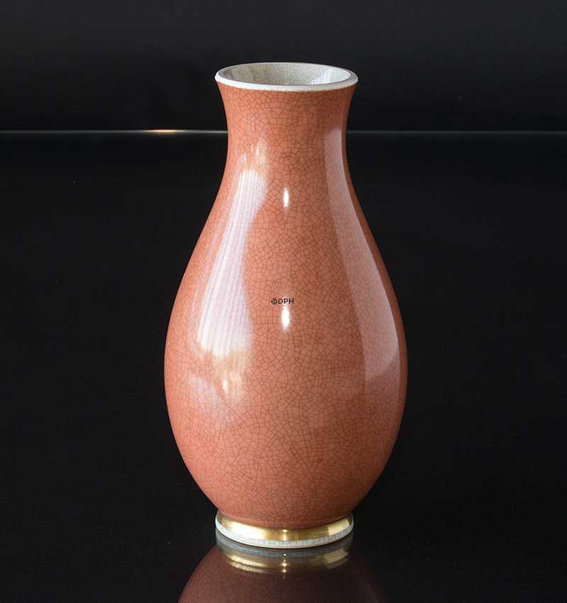 Vase orange, krakeleret, 24cm, Royal Copenhagen nr. 212-3473