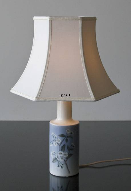 Sekskantet lampeskærm 25 cm i højden, hvid silke