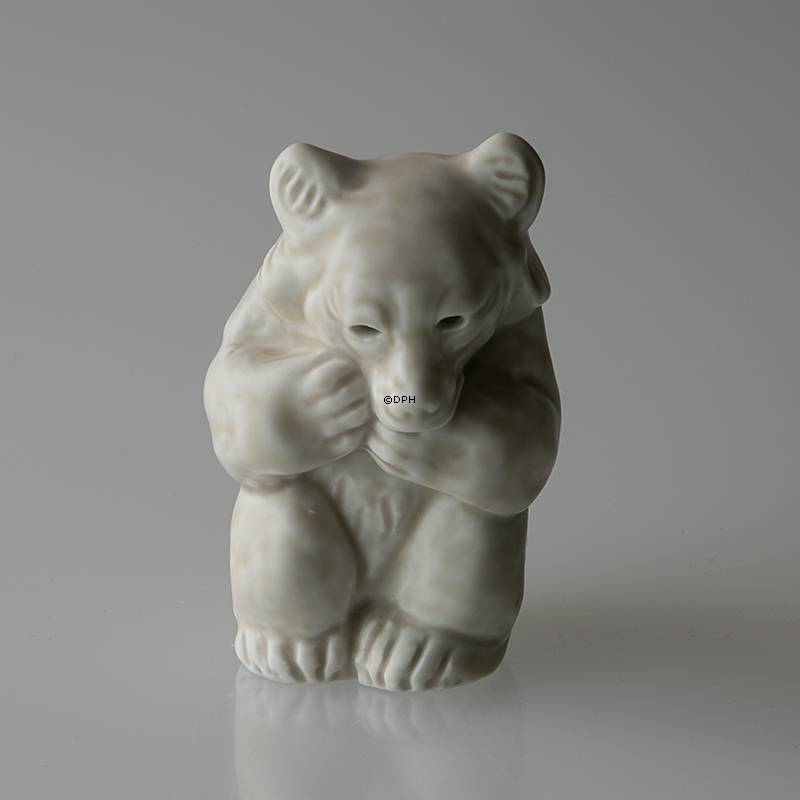 HVID Isbjørneunge, stentøjsfigur, Royal Copenhegan nr. 21435
