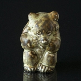 Bear Cub sitting down looking scared, Royal Copenhagen Sungglazed stoneware figurine no. 21435