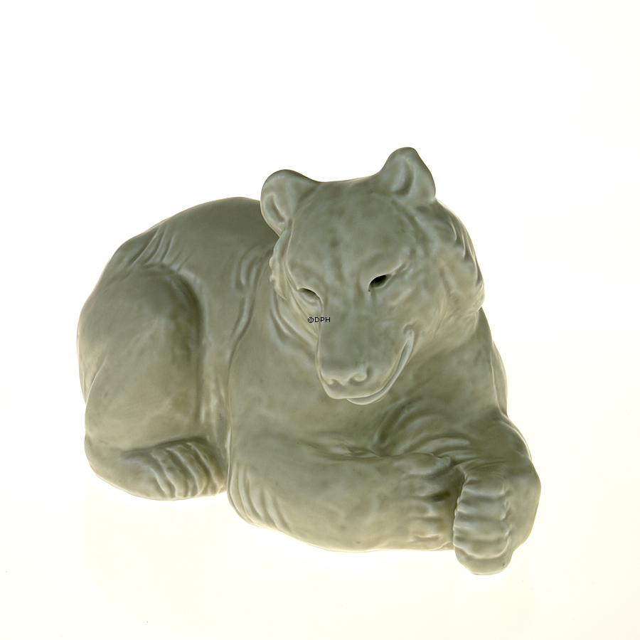 Liggende hvid isbjørn - Stentøj, Royal Copenhagen figur nr. 21520