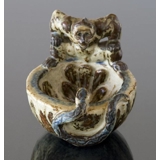 Stentøjsskål med abe og slange, Royal Copenhagen nr. 21738. Designet af Knud Kyhn