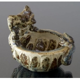 Stentøjsskål med abe og slange, Royal Copenhagen nr. 21738. Designet af Knud Kyhn