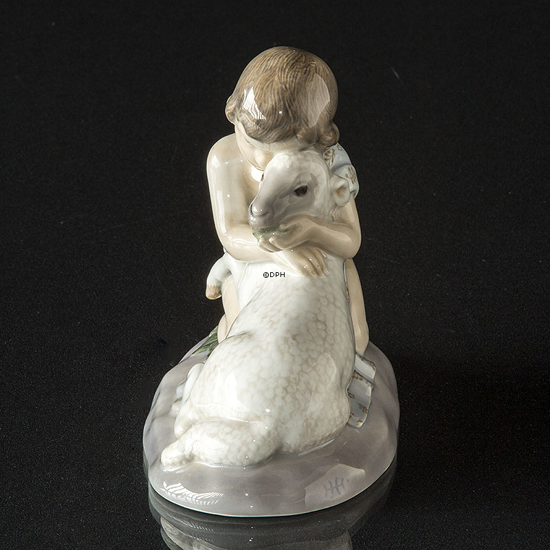 Art Nouveau Figur Pige med lam No 2189, Royal Copenhagen (1894-1922)