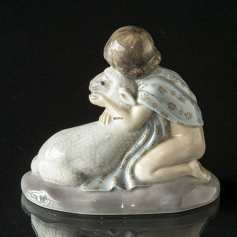 Art Nouveau Figur Pige med lam No 2189, Royal Copenhagen (1894-1922)