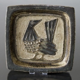 Stoneware bowl with bird, Royal Copenhagen no. 21941, Jørgen Mogensen