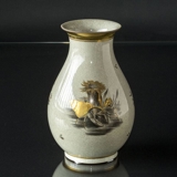 Stor krakeletet (craquele) vase med snegle og krapper Royal Copenhagen nr. 220-2547. (tidlig) - med reparation
