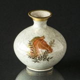 Orange crackled vase with horse head 10cm, Royal Copnehagen No. 212-2353