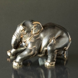 Elephant kneeling down, Royal Copenhagen stoneware figurine no. 22717