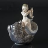Mermaid, faun riding on seal with fish, Royal Copenhagen figurine no. 2337