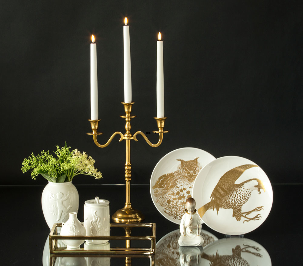 Kinesisk opium ryger, overglasur, hvid med guld nr. 2342