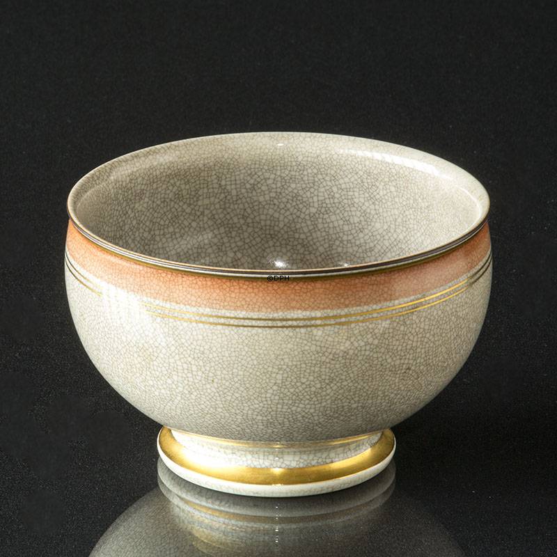 Skål med orange kant, krakkeleret, Royal Copenhagen nr. 259-2655