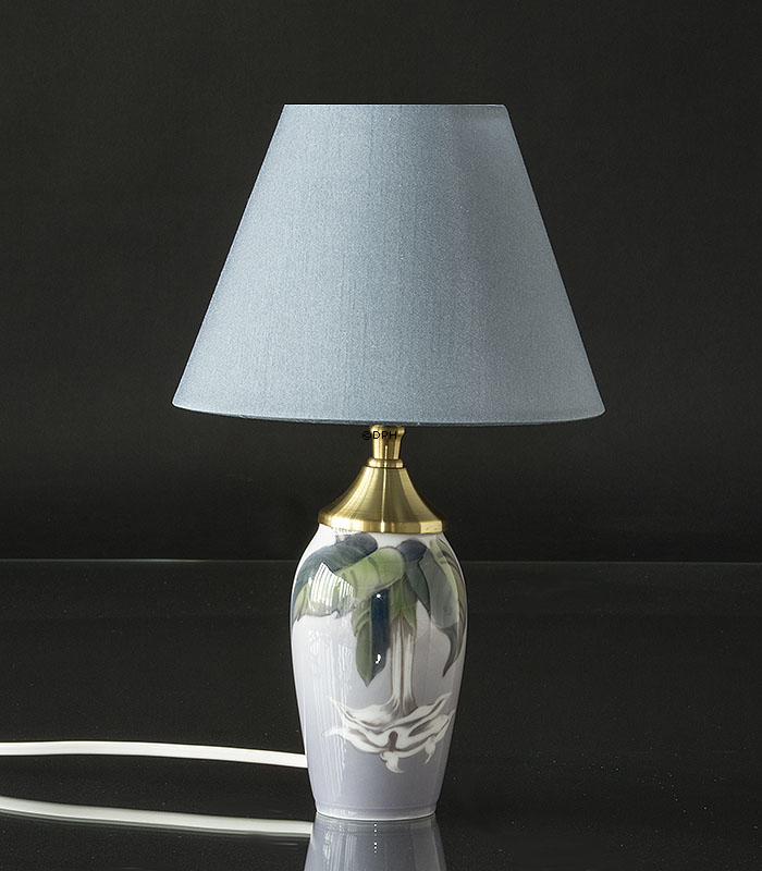 Rund lampeskærm 13 cm i højden, lys blå silke stof