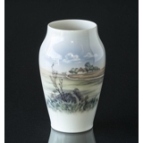 Vase with Landscape of lonely small cottage, Royal Copenhagen No. 2695-2037