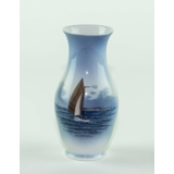 Vase with scenery of sailing boat on the waves, Royal Copenhagen No. 2765-2289