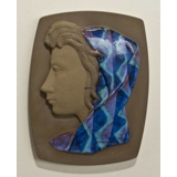 Royal Copenhagen Keramikrelief, Nr. 2798-160, Mädchen 25cm x 33cm signiert Johs Hedegaard (1915-1999)