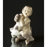 Faun with Puppy Dog, Royal Copenhagen figurine No. 2823 (Very rare!)