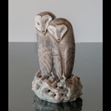 Pair of owls, Royal Copenhagen bird figurine no. 283