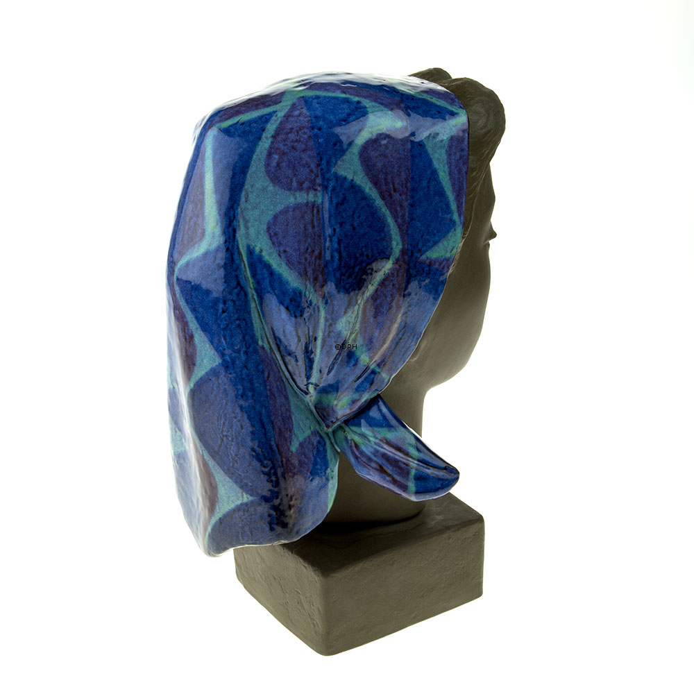 Stentøjsfigur, Royal Copenhagen/Aluminia. Kvinde byste, figur med kvinde hoved, Nana. Designet af Johannes Hedegaard, no. 2897-159