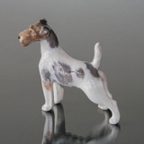 Wire-haired terrier standing at attention, Royal Copenhagen dog figurine No. 2967