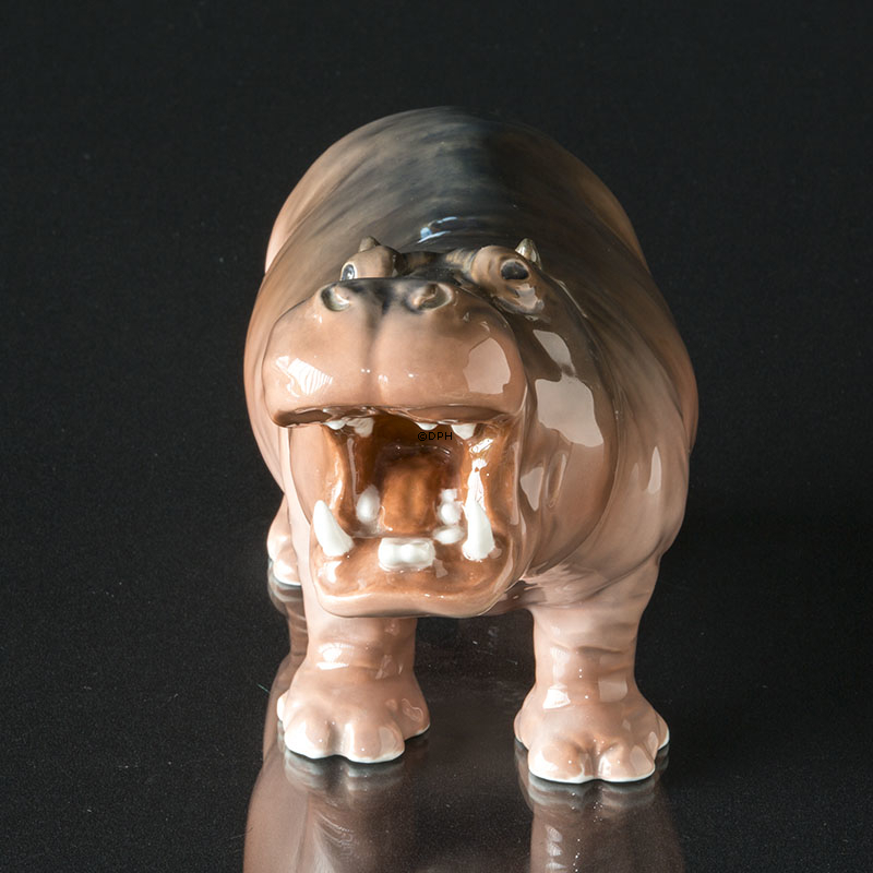 Flodhest, Royal Copenhagen porcelænsfigur nr. 309, Meget sjælden (1984-1922) - Farvefejl på ryggen