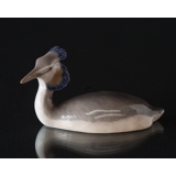 Grebe lying as if in the water, Royal Copenhagen bird figurine no. 3263