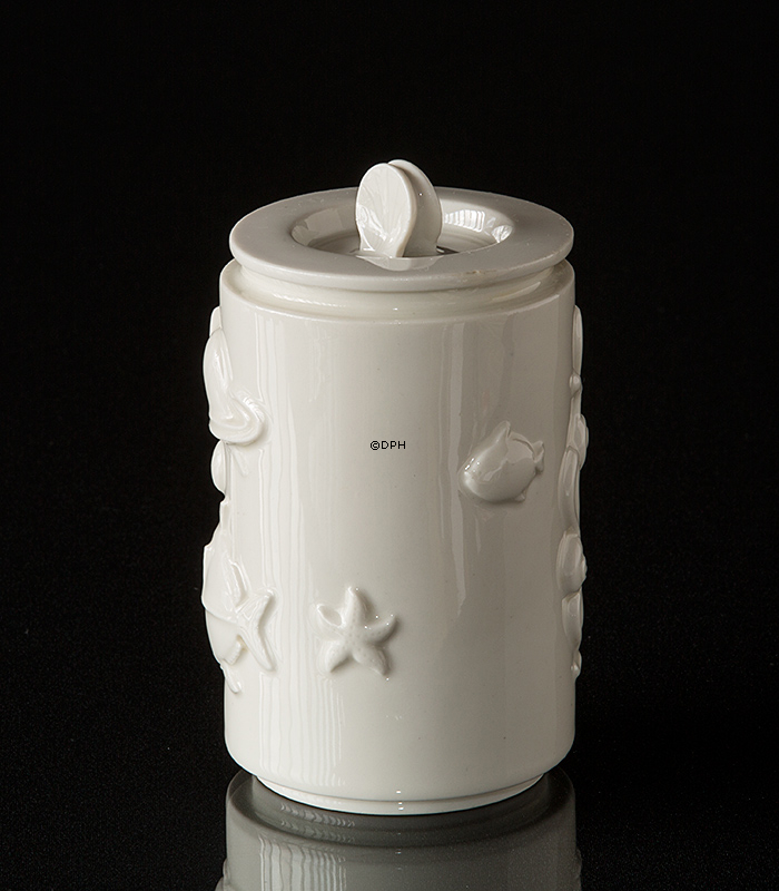 Krukke med låg og fiskemotiv Royal Copenhagen nr. 3287