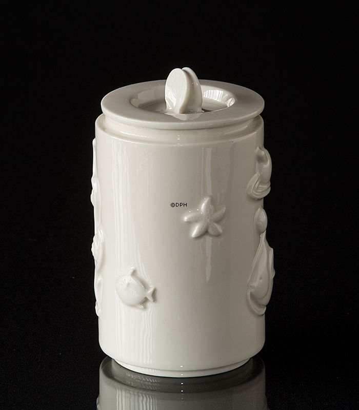 Krukke med låg og fiskemotiv Royal Copenhagen nr. 3287