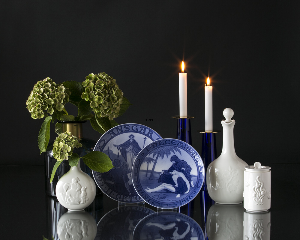 Krukke med låg og fiskemotiv Royal Copenhagen nr. 3287