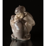 Paar umarmende Affen, Affe Figur, sitzend, Royal Copenhagen Nr. 415