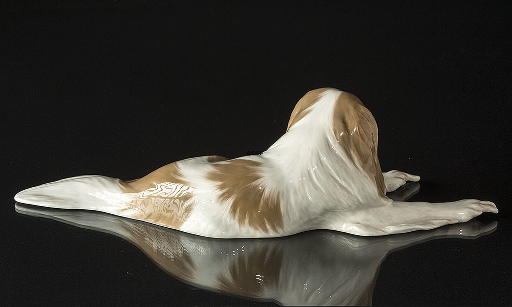 Pekingeser, liggende, STOR  Royal Copenhagen hundefigur nr. 1453-422 (1894-1922) - Har nogle brune spots