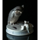 Plateau with Owl and 3 white mice, Royal Copenhagen figurine no. 450