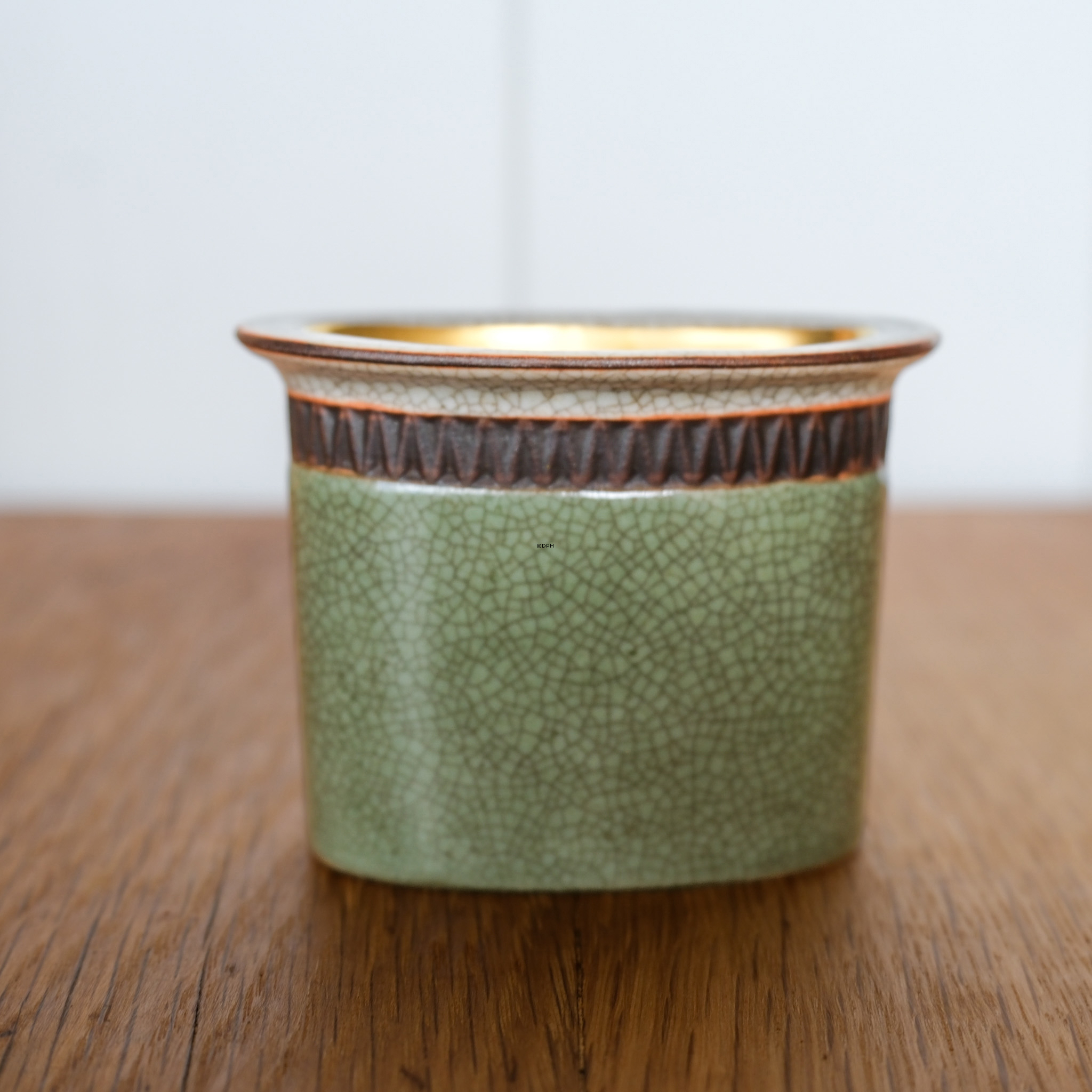 Grøn bæger/vase, krakeleret, Royal Copenhagen nr. 457-2949