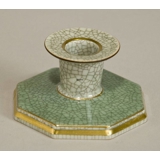 Grøn lysestage, krakeleret, kantet, Royal Copenhagen nr. 457-3334
