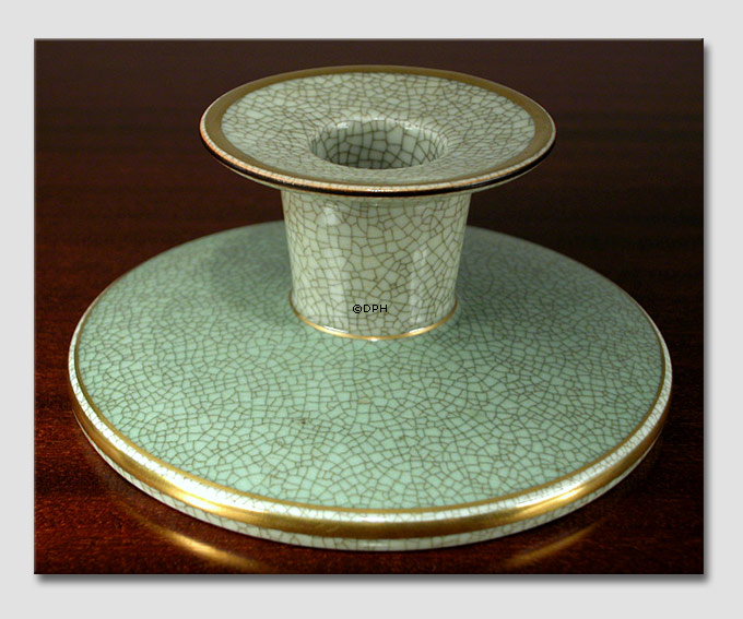 Grøn lysestage, krakeleret, Royal Copenhagen nr. 457-3335