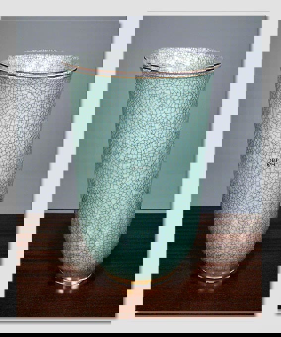 Grøn krakkeleret vase, Royal Copenhagen nr. 457-3712