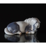 Shetland pony lying down, Royal Copenhagen horse figurine No. 4611