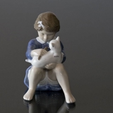 Mädchen mit Katze, Royal Copenhagen Katze Figur Nr. 4631