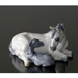 Mare with Foal lying close, Royal Copenhagen horse figurine No. 4698