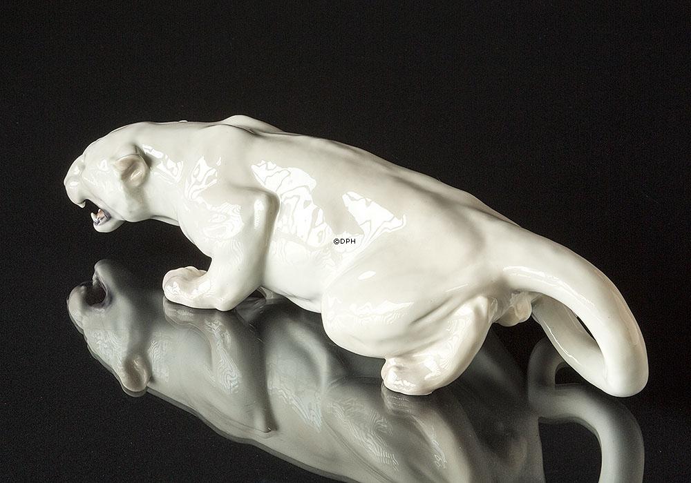 Hvid Panter, stor, Royal Copenhagen figur nr. 0-472, Meget sjælden (1894-1922)