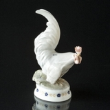 Rooster looking for the sun on Base, Royal Copenhagen bird figurine No. 567 - Very rare (1894-1922)