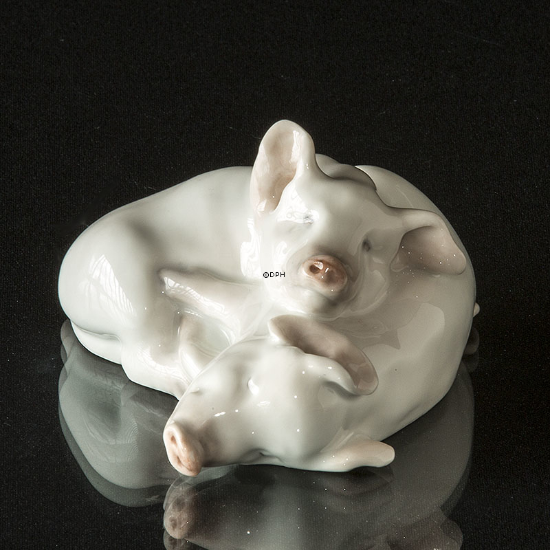 Grisegruppe, smågrise, par, Royal Copenhagen figur 691 (1894-1922)
