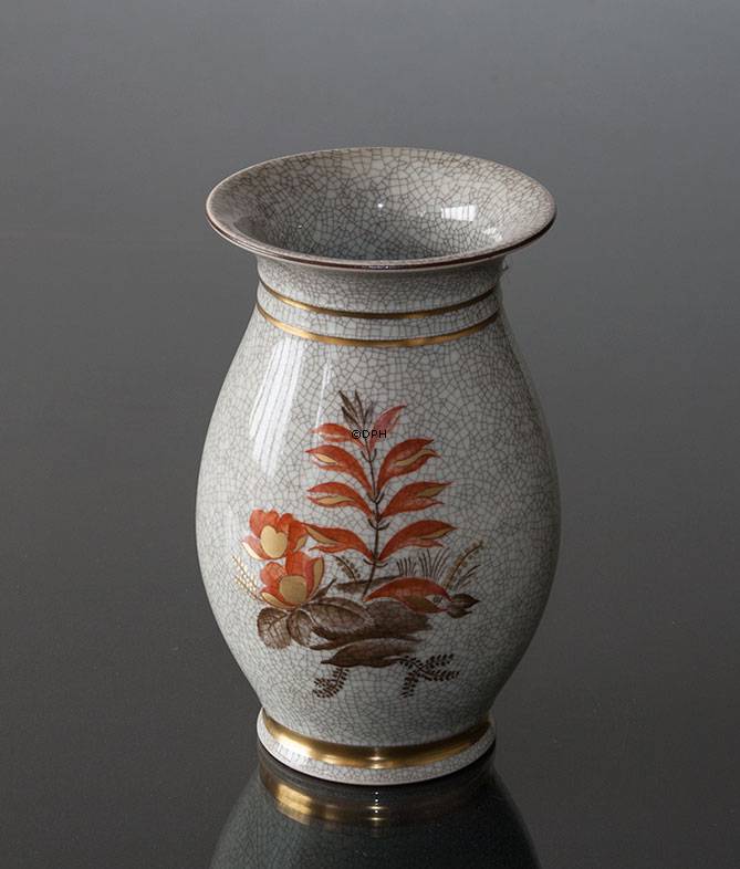 Krakkeleret vase m/blomster, Royal Copenhagen nr. 696-2490
