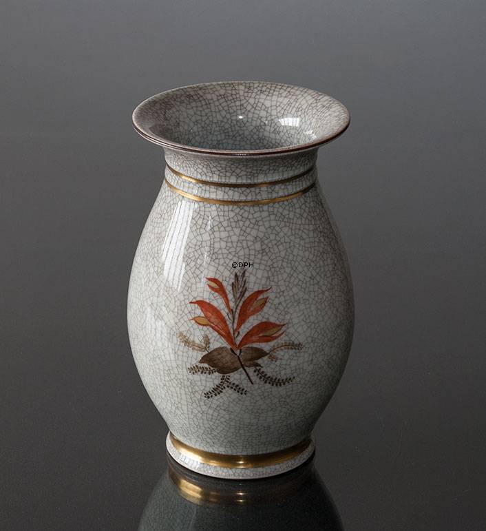 Krakkeleret vase m/blomster, Royal Copenhagen nr. 696-2490