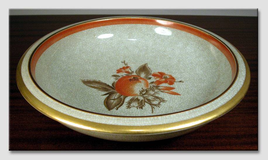Fad med fersken, krakkeleret, Royal Copenhagen nr. 704-3606