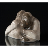 Orangutanger omfavner, Abe figur Royal Copenhagen nr. 721