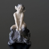 Faun riding on tortoise going fast, Royal Copenhagen figurine No. 858