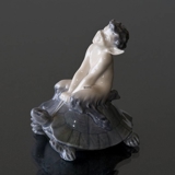 Faun riding on tortoise going fast, Royal Copenhagen figurine No. 858